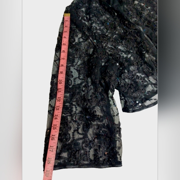 S.L. Fashions Sequin Mid Length Black Dress with Cover 20W - Picture 10 of 10